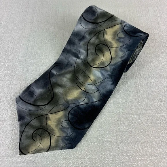 J. Garcia Silk‎ Tie, Emerging Elephant Collection Twenty-Eight, Grey/Cream Swirl - Picture 2 of 9